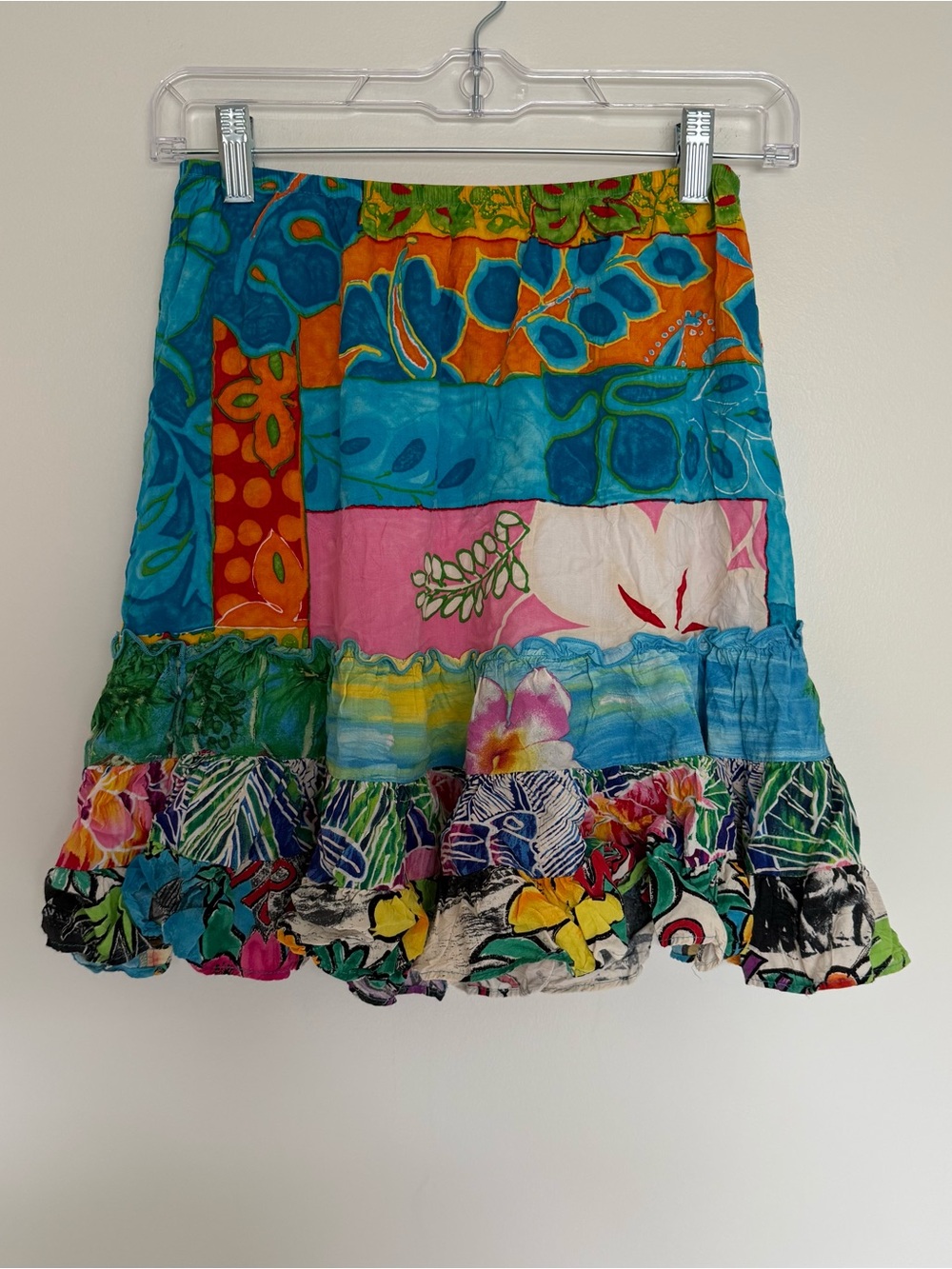 Vintage Jams World Tropical Patchwork Floral Tiered Skirt